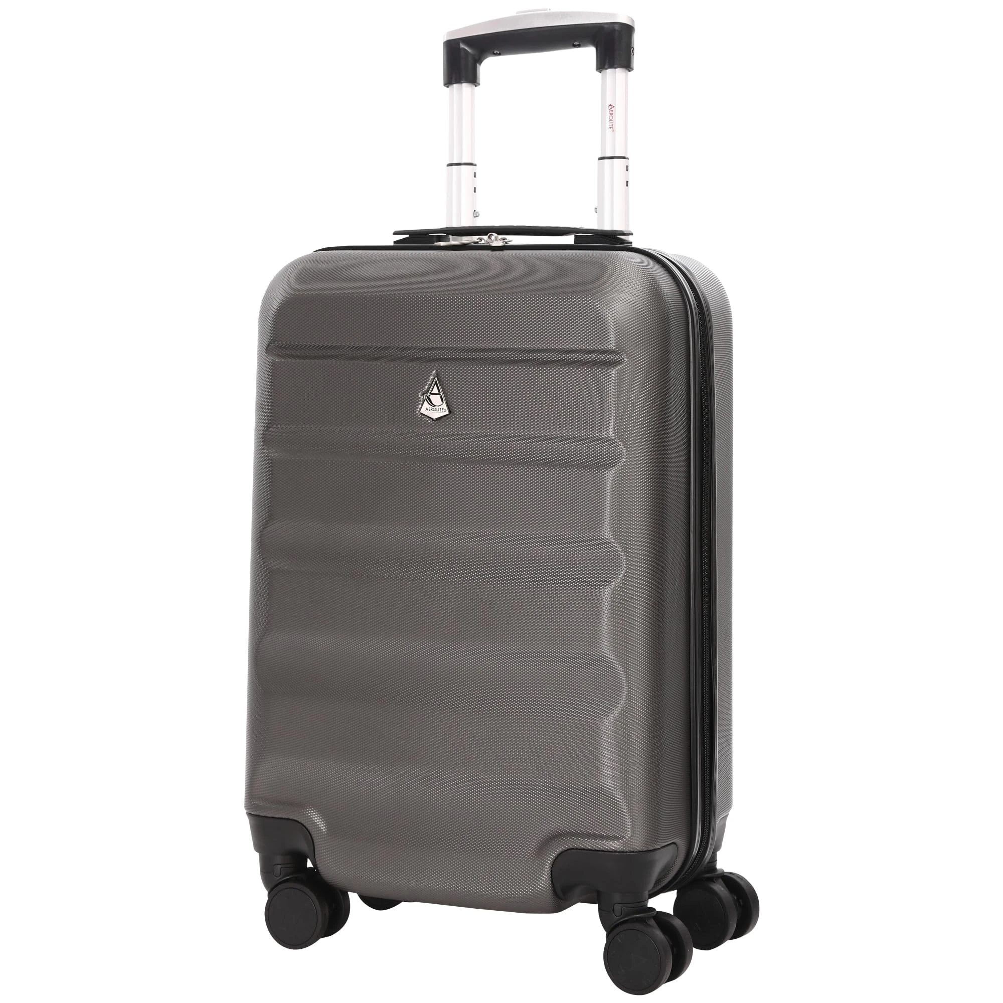 Aerolite Lightweight 55cm Hard Shell 34L Travel Carry On Hand Cabin Luggage Suitcase 4 Wheels, Approved for Ryanair Priority, British Airways, Virgin Atlantic, 5 Year Warranty, Charcoal
