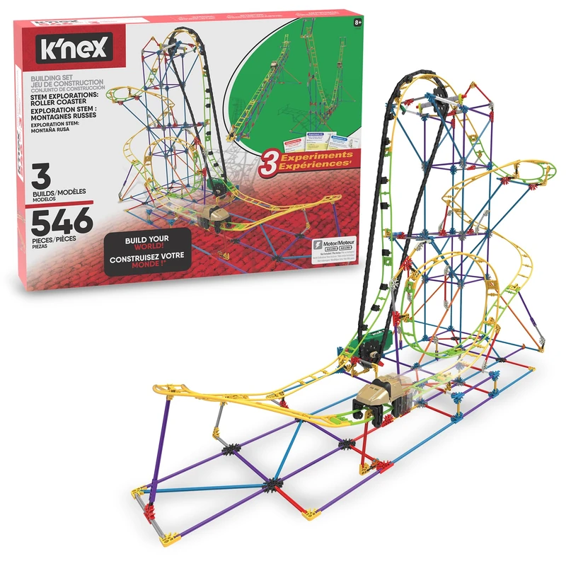 Basic Fun K'NEX, STEAM Education Roller Coaster Building Set, Educational Toys for Kids, 546 Piece STEM Learning Kit, Engineering Construction for Kids Aged 8+,(Packaging may vary)