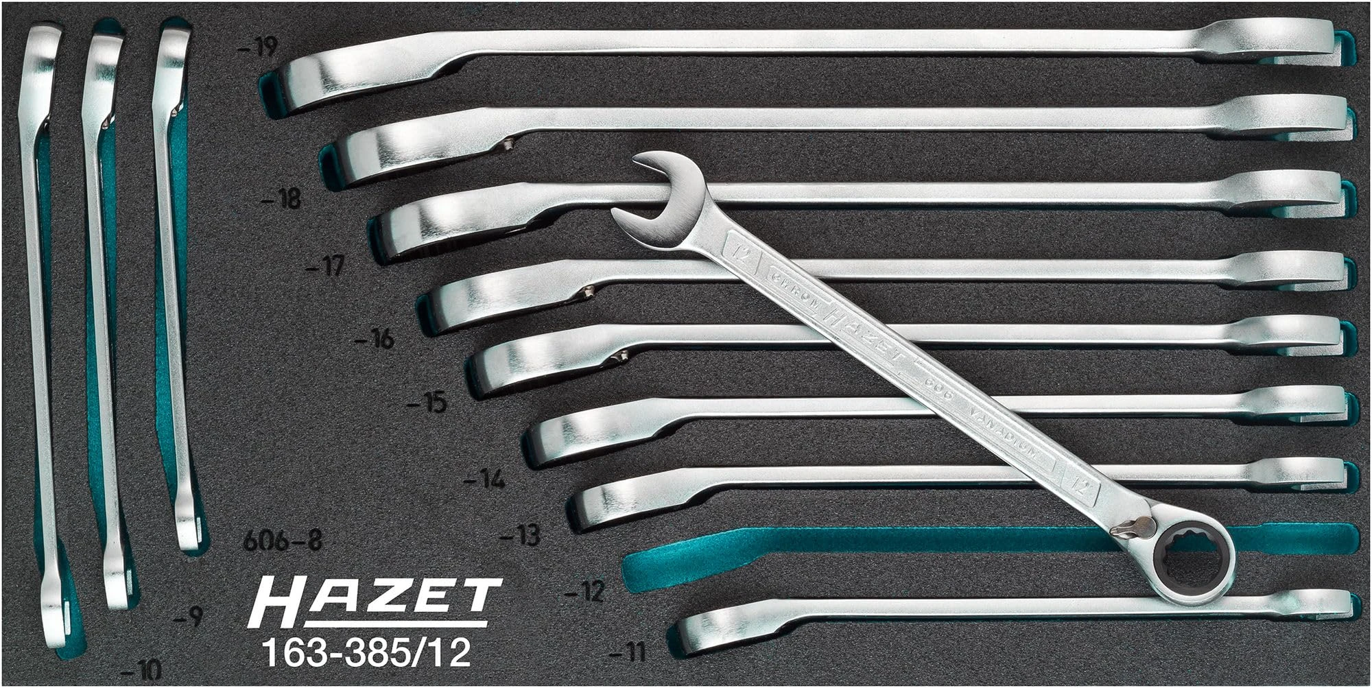 Hazet Ratchet Combination Spanner Set, 1 Piece, 163-385/12
