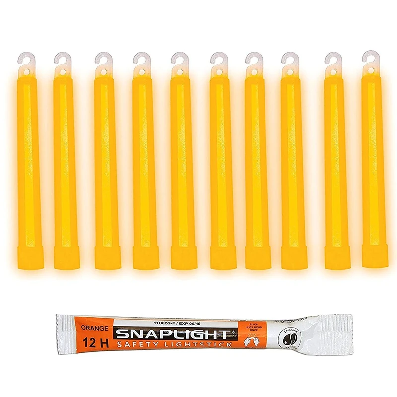 Cyalume SnapLight Orange Glow Sticks – 6 Inch Industrial Grade, Ultra Bright Light Sticks with 12 Hour Duration (Pack of 100)