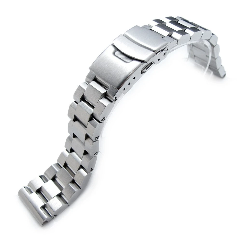 22mm Hexad 316L Stainless Steel Watch Band Straight End Lug, Diver Clasp Brushed