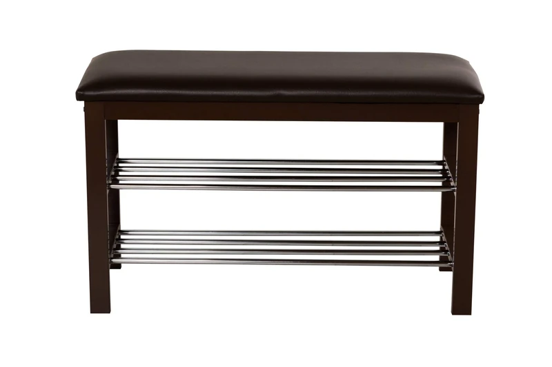 ASPECT 3-Tier Storage Shoe Rack/Bench with Seat Cushion (Brown), 80 x 30 x 49 cm - Image 1