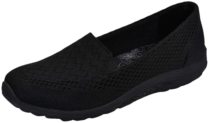 Skechers Women's Reggae Fest-Willows Flat, Black Mesh, 6 UK