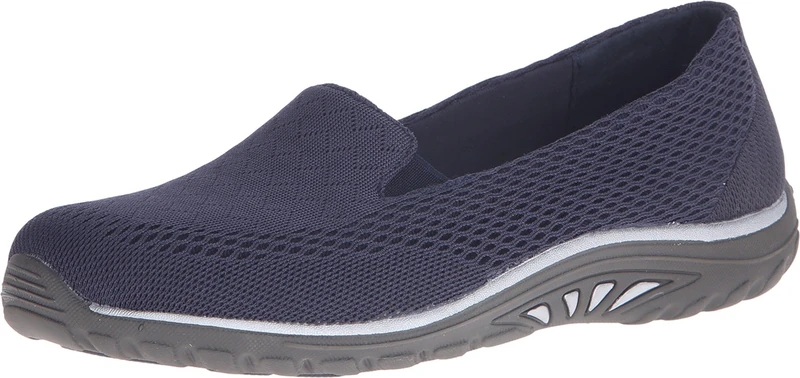 Skechers Women's Reggae Fest-Willows Flat, Navy Mesh, 8 UK