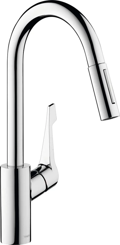 hansgrohe Cento - kitchen tap with pull-out spray, 1 spray, kitchen sink tap with spout height 230 mm, kitchen mixer tap with swivel spout, chrome, 14803000