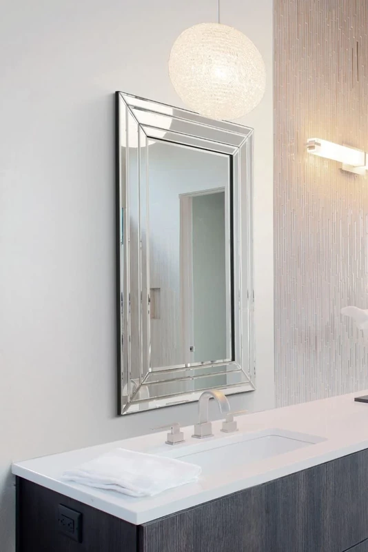 MirrorOutlet Large Venetian Modern Big Bevelled Wall Mirror 2Ft X 3Ft 60cm X 90cm, 61x51, Frameless