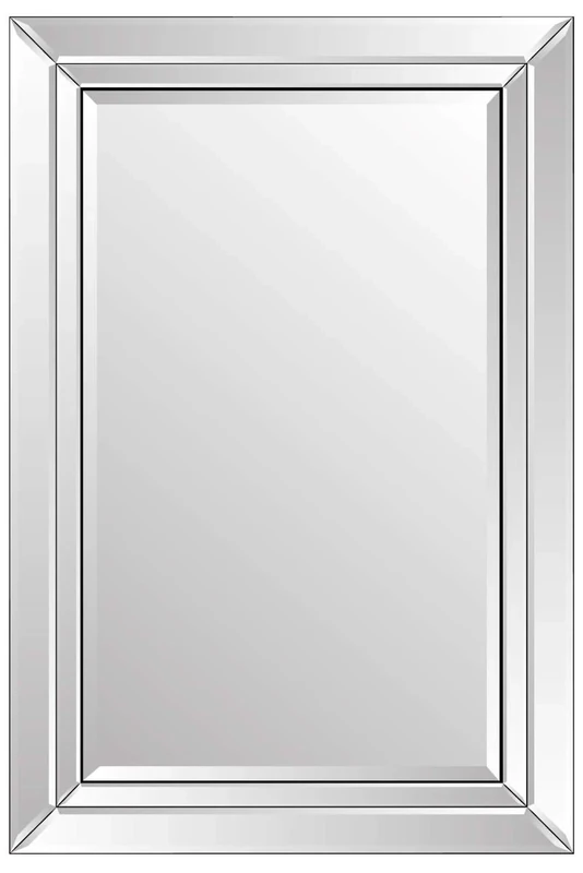 MirrorOutlet YC065 Large Modern Venetian All Glass Double Edged Wall Mirror 2Ft X 3Ft (60cm X 90cm), Frameless
