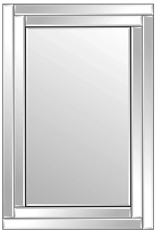 MirrorOutlet Large Modern Venetian Glass Double Framed Wall Mirror 2Ft7 X 3Ft11 (80cm X 120cm), Frameless