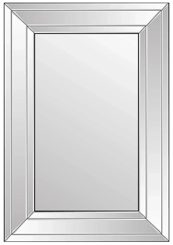 MirrorOutlet Small Modern Triple Edge Bevelled Venetian Mirror, 90 x 60, Frameless