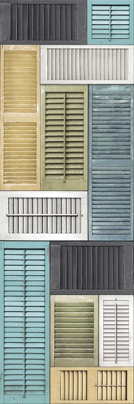 BHF 2701-22358 "Reclaimed Salvaged Shutter Mural - Blue