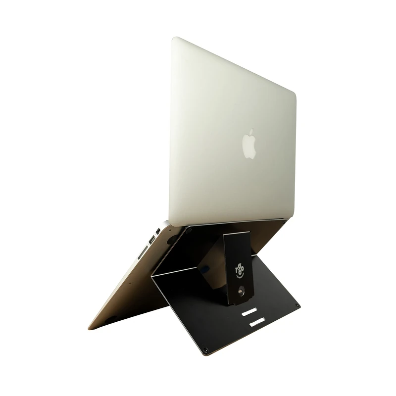 R-Go Tools Attachable Laptop Stand, Adhesive Notebook riser, Ergonomic, Ultra-thin Aluminum, Adjustable Portable, Compatible with 10-22" MacBook/Air Pro/Dell XPS/Lenovo, Support up to 11ibs, Black