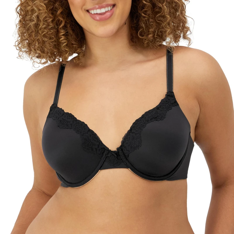 Maidenform Women's Comfort Devotion Embellished Extra Coverage Bra, Black Bk W Bdb, 40DD