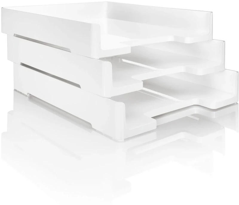 SIGEL SA107 Letter Tray, 26.8 x 5 x 33.3 cm, White, 3 Pieces