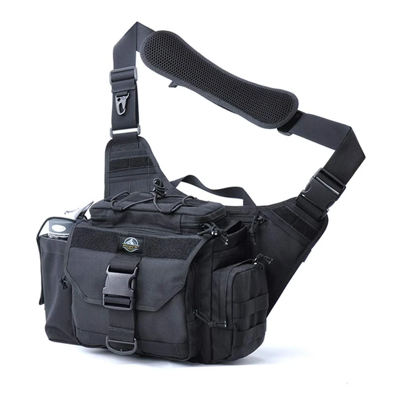 SHANGRI-LA Multi-Functional Shoulder Bag Day Messenger Bag Camera Bag Electronics EDC Bag Tactical Sling Range Bag Hunting Shooting Gear - Black - Image 1
