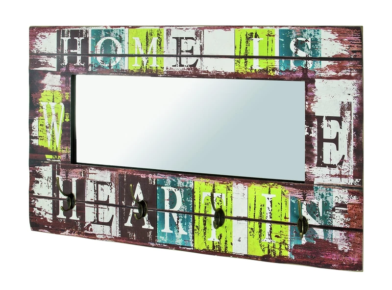 HAKU Möbel Wardrobe Motif, Vintage, Mdf, Metal, Mirror - Size: W 80 cm X H 52 cm X D 10 cm, Style: Industrial