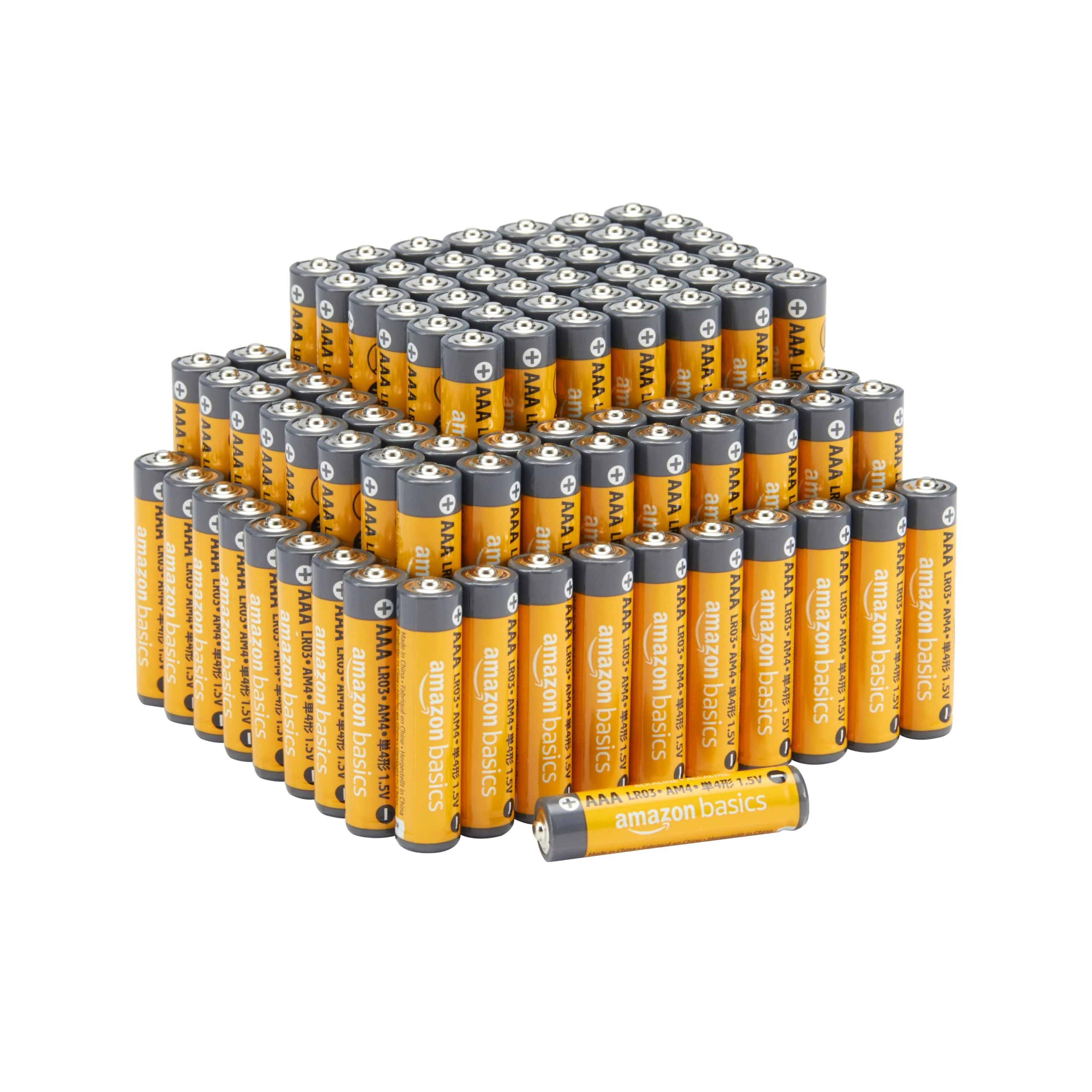 Amazon Basics 100-Pack AAA Alkaline High-Performance Batteries, 1.5 Volt, 10-Year Shelf Life