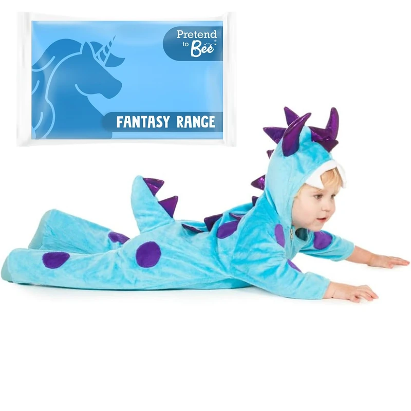 PRETEND TO BEE Blue and Purple Dinosaur Monster Onesie Dress Up Costume for Kids/Toddler/Baby, 18-24 Months