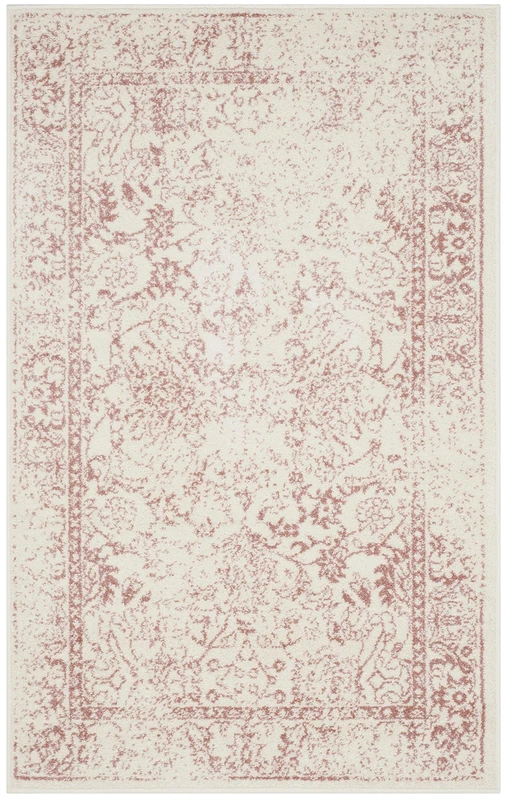 Safavieh Distressed Vintage Indoor Woven Rectangle Area Rug, Adirondack Collection, ADR109, in Ivory / Rose, 91 X 152 cm for Living Room, Bedroom or Any Indoor Space