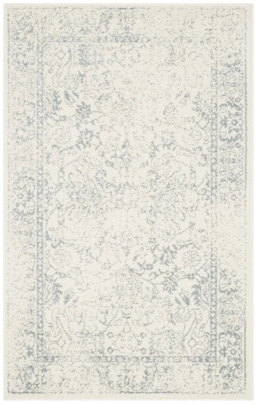 Safavieh Distressed Vintage Indoor Woven Rectangle Area Rug, Adirondack Collection, ADR109, in Ivory/Slate, 91 X 152 cm for Living Room, Bedroom or Any Indoor Space