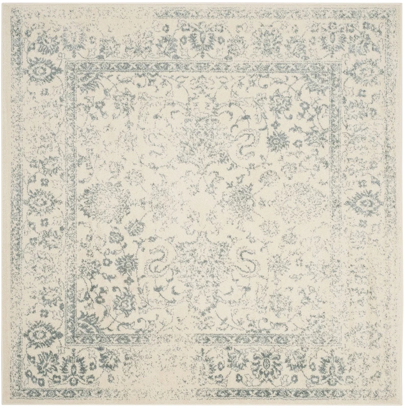 SAFAVIEH Distressed Rug for Living Room, Dining Room, Bedroom - Adirondack Collection, Short Pile, in Ivory and Slate, 70 X 122 cm