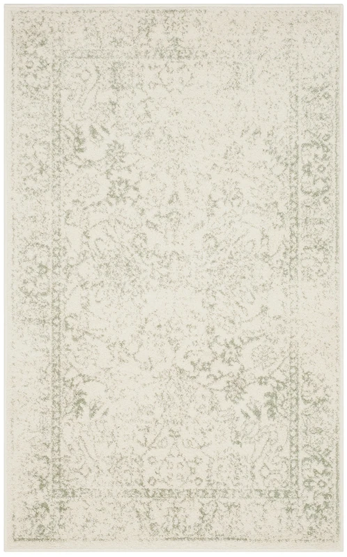 Safavieh Distressed Vintage Indoor Woven Rectangle Area Rug, Adirondack Collection, ADR109, in Ivory/Sage, 91 X 152 cm for Living Room, Bedroom or Any Indoor Space