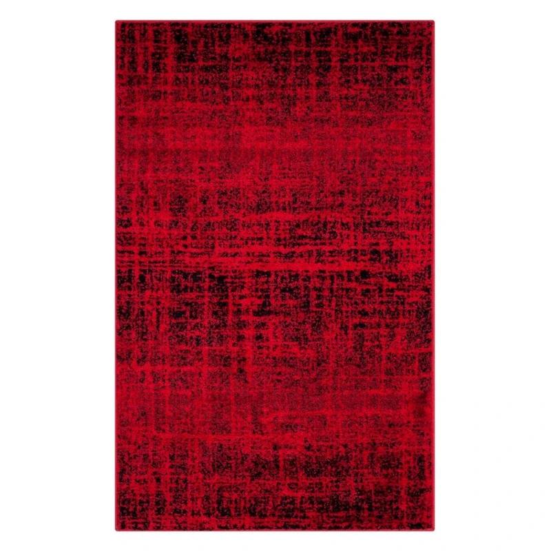 Safavieh Contemporary Rug for Living Room, Dining Room, Bedroom - Adirondack Collection, Short Pile, in Red and Black, 91 X 152 cm