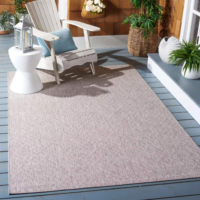 Safavieh Contemporary Indoor/Outdoor Woven Rectangle Area Rug, Courtyard Collection, CY8520, in Beige / Beige, 160 X 231 cm for Garden, Patio or Any Outdoor Space