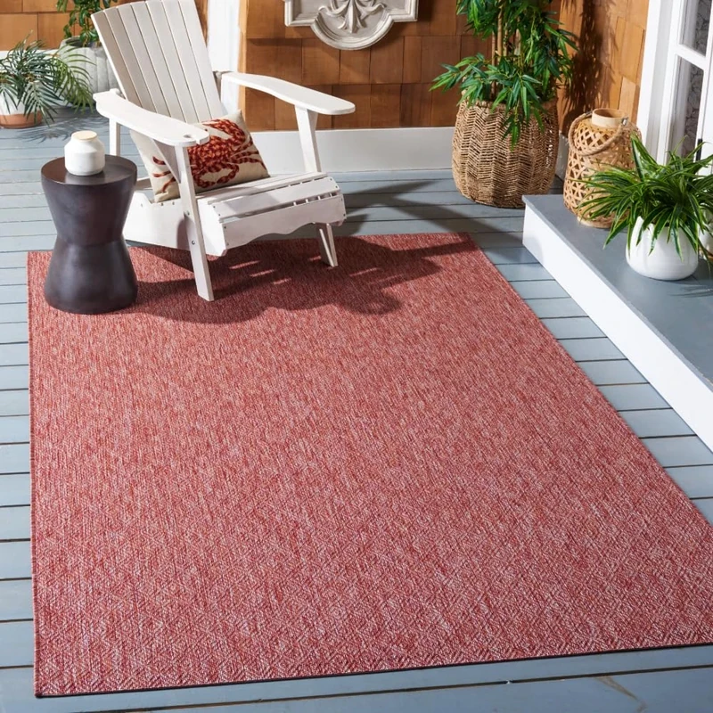 Safavieh Contemporary Indoor/Outdoor Woven Rectangle Area Rug, Courtyard Collection, CY8520, in Red / Red, 201 X 290 cm for Garden, Patio or Any Outdoor Space