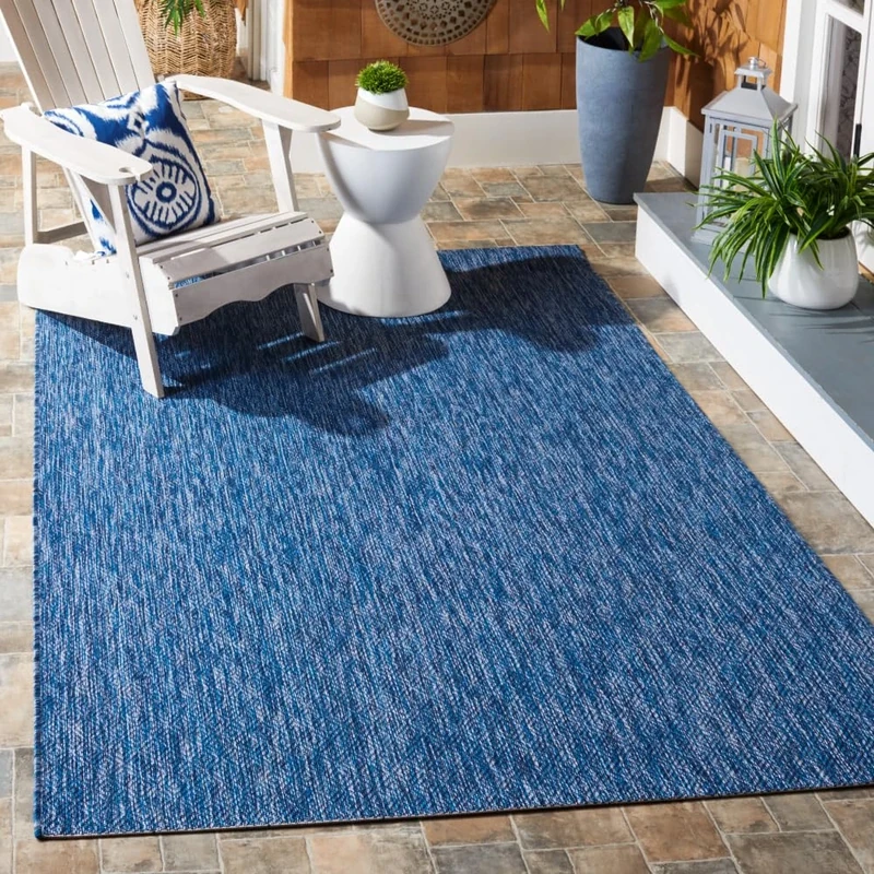 Safavieh Contemporary Indoor/Outdoor Woven Rectangle Area Rug, Courtyard Collection, CY8520, in Navy / Navy, 160 X 231 cm for Garden, Patio or Any Outdoor Space