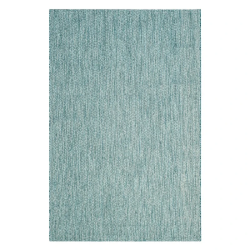 Safavieh Contemporary Indoor/Outdoor Woven Rectangle Area Rug, Courtyard Collection, CY8520, in Dark Aqua / Light Aqua, 79 X 152 cm for Garden, Patio or Any Outdoor Space