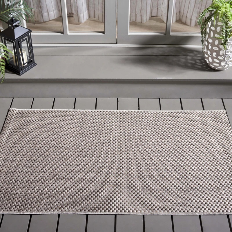 Safavieh Contemporary Indoor/Outdoor Woven Rectangle Area Rug, Courtyard Collection, CY8521, in Beige / Brown, 79 X 152 cm for Garden, Patio or Any Outdoor Space