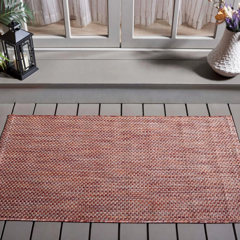 Safavieh Contemporary Indoor/Outdoor Woven Rectangle Area Rug, Courtyard Collection, CY8521, in Red / Beige, 79 X 152 cm for Garden, Patio or Any Outdoor Space