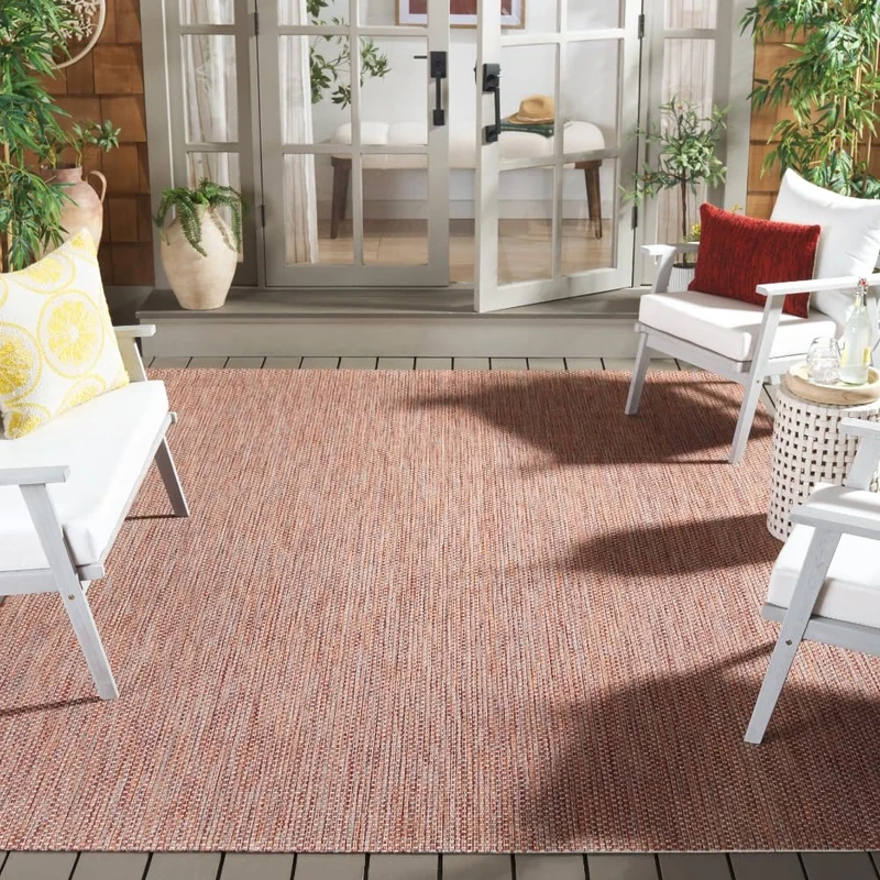Safavieh Contemporary Indoor/Outdoor Woven Rectangle Area Rug, Courtyard Collection, CY8521, in Red / Beige, 244 X 335 cm for Garden, Patio or Any Outdoor Space