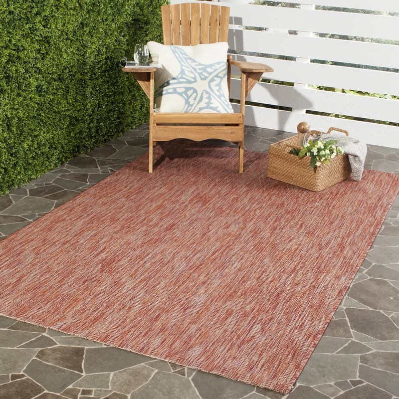 Safavieh Contemporary Indoor/Outdoor Woven Rectangle Area Rug, Courtyard Collection, CY8522, in Red / Red, 160 X 231 cm for Garden, Patio or Any Outdoor Space