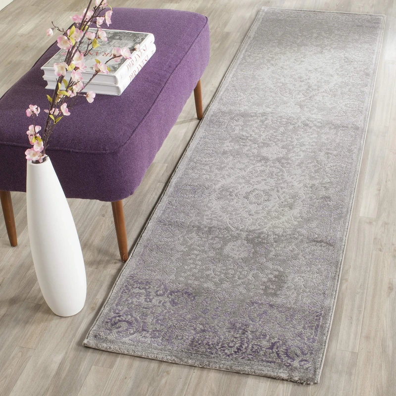 Safavieh Glam Indoor Woven Runner Area Rug, Passion Collection, PAS402, in Grey / Lavender, 66 X 244 cm for Living Room, Bedroom or Any Indoor Space