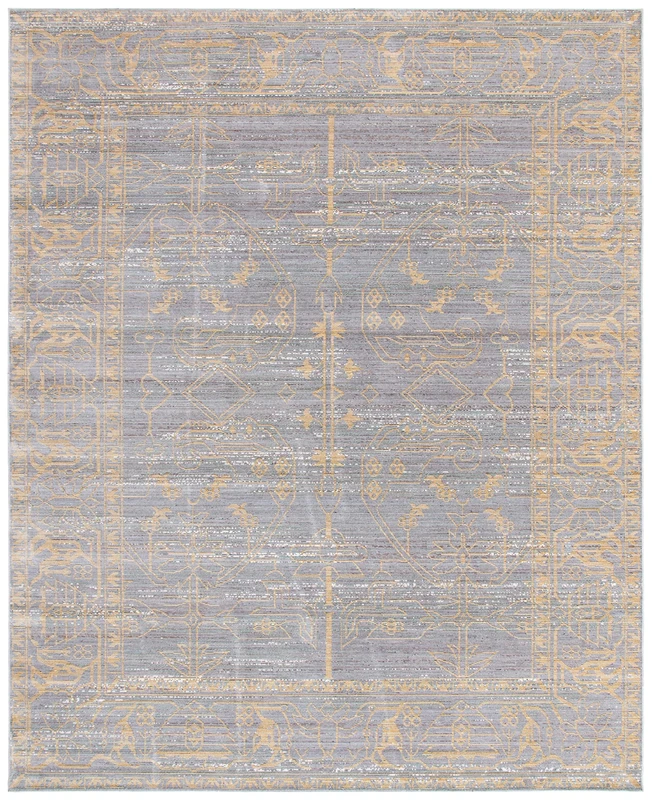 Safavieh Craft Art-Inspired Indoor Woven Rectangle Area Rug, Valencia Collection, VAL104, in Grey / Gold, 183 X 274 cm for Living Room, Bedroom or Any Indoor Space