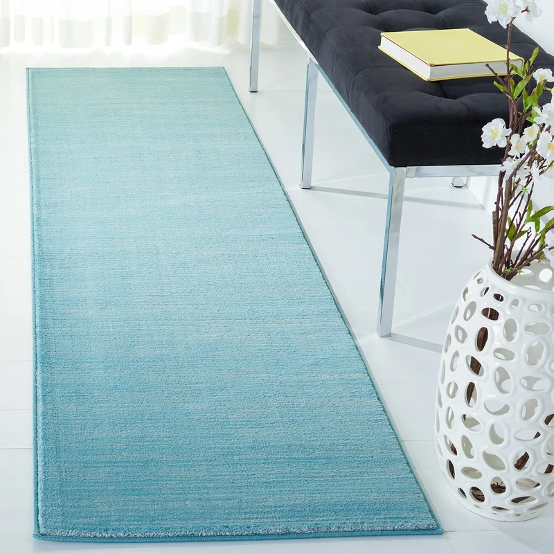 Safavieh Glam Solid Color Indoor Woven Runner Area Rug, Vision Collection, VSN606, in Aqua, 66 X 244 cm for Living Room, Bedroom or Any Indoor Space