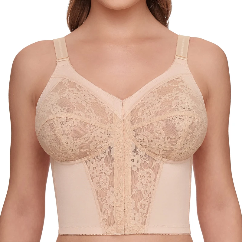 Susa Women's Comfort Front Closure, Semi Sheer Bra with 3-piece Stitched Cups, Skin, 115D
