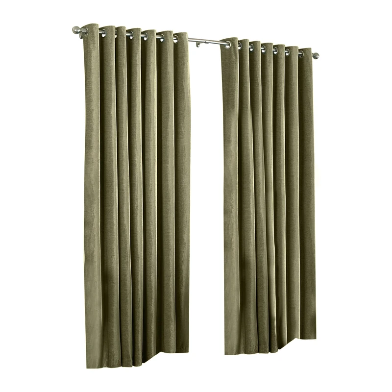 Riva Paoletti Wellesley Ringtop Eyelet Curtains (Pair), 229cm x 229cm, Mocha Brown