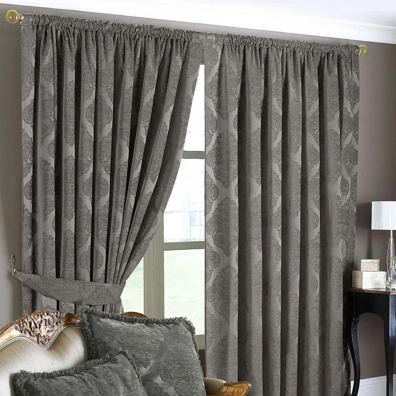 Riva Paoletti Winchester Mocha Pencil Pleat Curtains 66 cm x 90 cm (168 x 229 cm), Polyester, 66" x 90" (168 x 229cm)