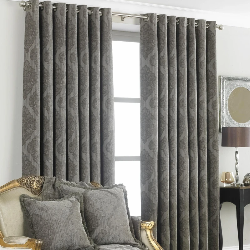 Riva Paoletti Winchester Mocha Eyelet Curtains 90 cm x 90 cm (229 x 229 cm), Fabric, 90" x 90" (229 x 229cm)