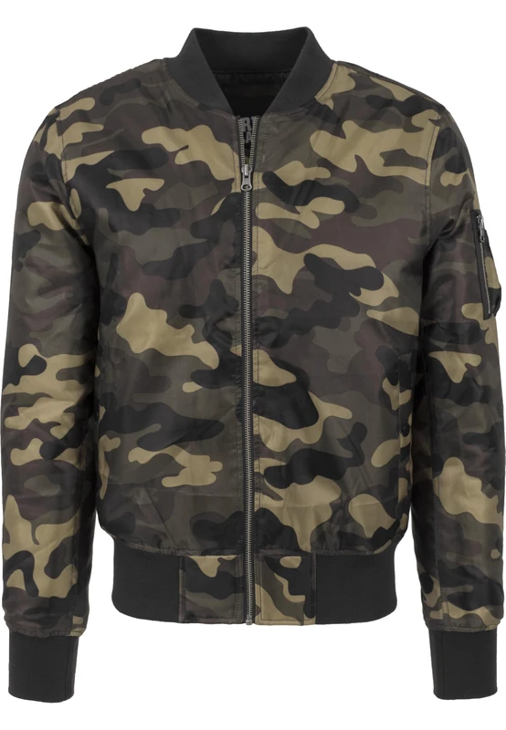 Urban Classics Men's Camo Basic Bomber Jacket, Brown (wood camo), XL
