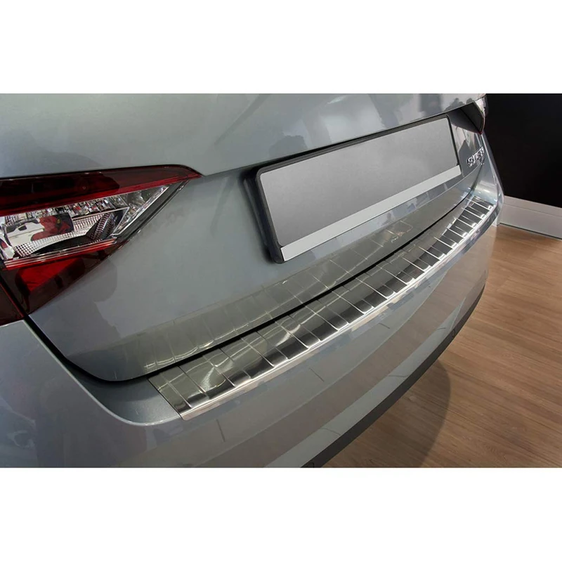 Avisa Stainless Steel Rear bumper protector compatible with Skoda Superb Liftback 2015-2019 & 2019-2023 'Ribs'