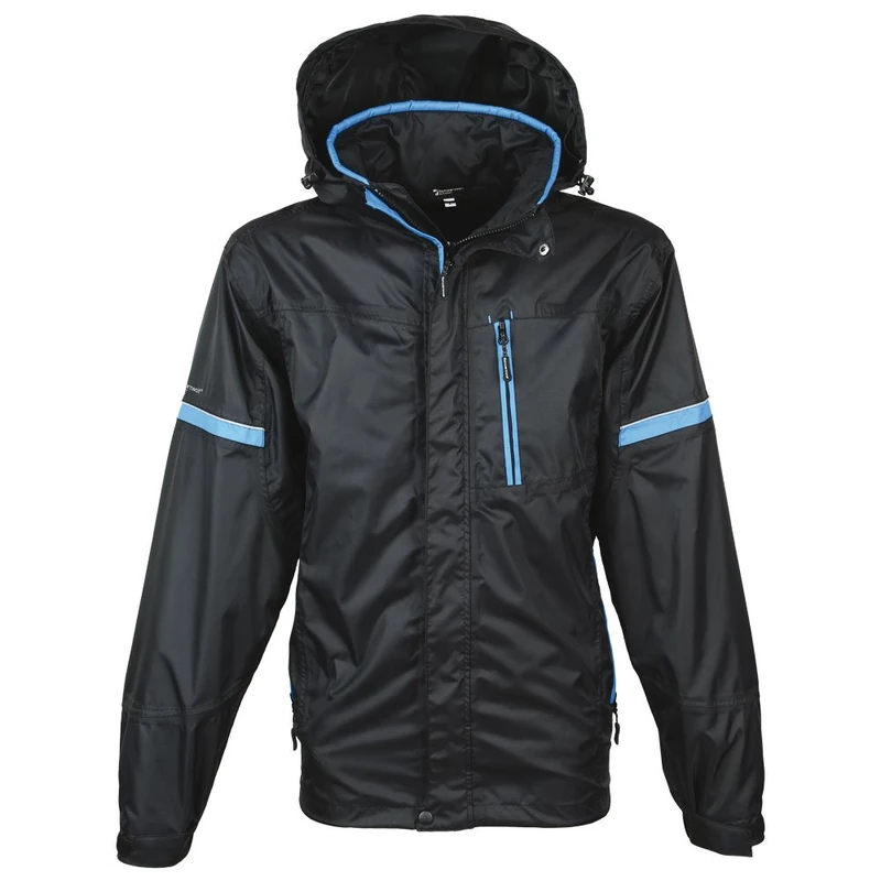 Schwarzwolf outdoor Bonete Men's Jacket, Wind Jacket, Rain Jacket, Shell Material, 30,000 mm Hydrostatic Head, 6,500 MVP Breathability, Windproof, Removable Hood, Men (S - Black) - Image 1