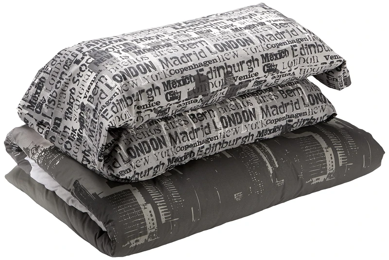 Catherine Lansfield CityScape Duvet Cover + Pillow Case 260 x 240 cm + 50 x 110 x 2 cm grey - Image 1