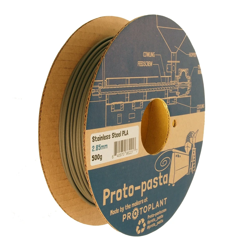 Proto-Pasta SSP12805Proto-pasta Composite Stainless Steel PLA, 2.85mm 500g