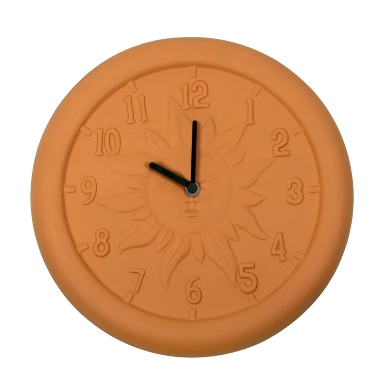 Poolmaster 12" Terra COTA Clock, Terracotta Material, Stoneware, Multicoloured, 12 inches - Image 1
