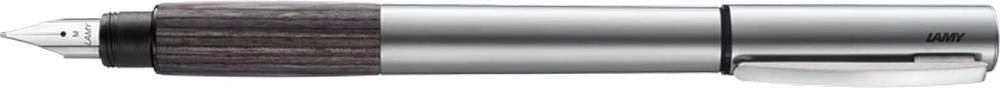 Lamy Unisex Accent Karelia Wood Grip Fountain Pen - Silver/Brown - Medium Nib