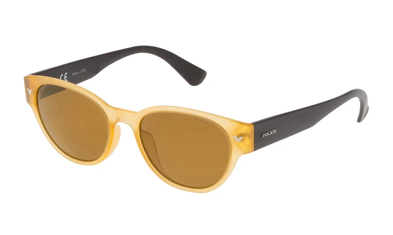 Police Sunglasses SPL151 Offstage 2 Wayfarer Polarized Sunglasses 52mm, Semi Matt Transp Honey