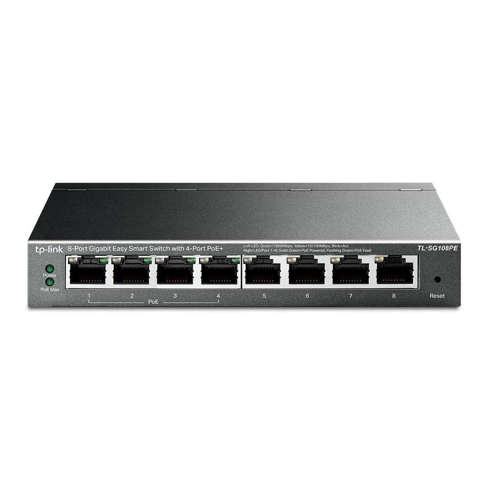 Tp-Link TL-SG108PE 8-Port Gigabit Poe Easy Smart Switch 4-Port Poe Steel Ca